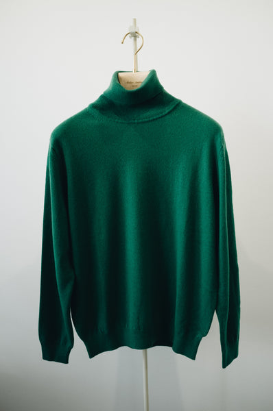 Green 12 Gauge Cashmere Turtleneck Sweater