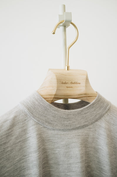 Light Grey 18 Gauge Cashmere Silk Mockneck Sweater