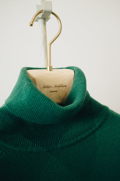 Green 12 Gauge Cashmere Turtleneck Sweater