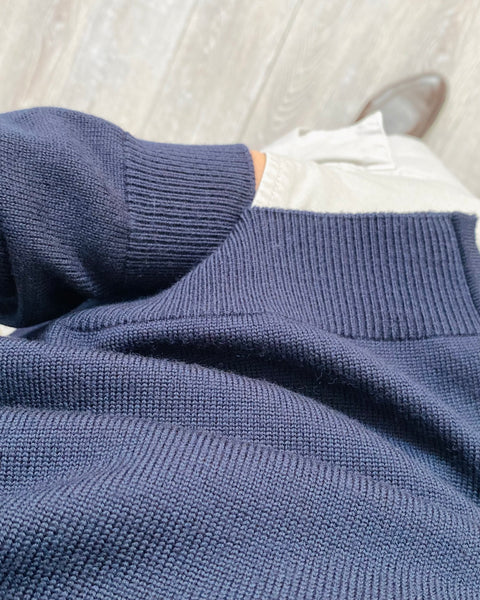 Navy Full Zip Merino Cardigan with Two Way Zippers