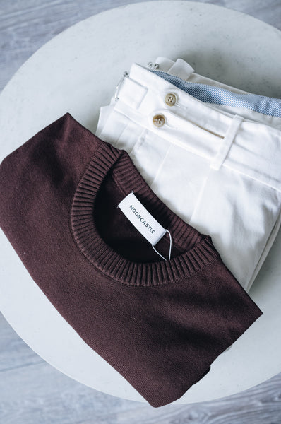 White Four Seasons Stretch Cotton Pleated and Side Tabbed Trousers