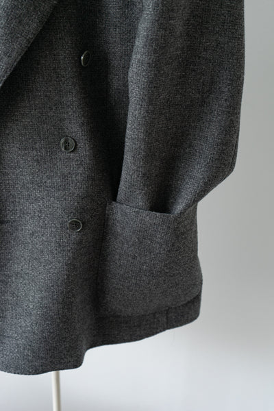 Medium Grey Virgin Wool and Cashmere Double Breasted Sport Jackets