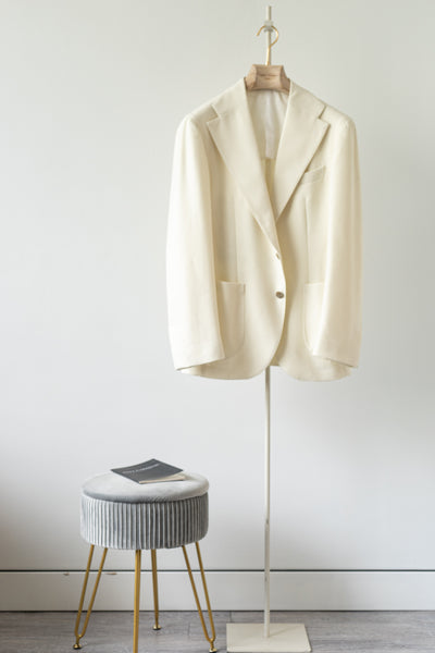 Cream Virgin Wool Flannel Sport Jacket