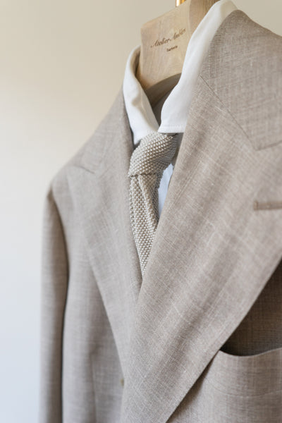 Mooncastle Cream Silk Knit Tie