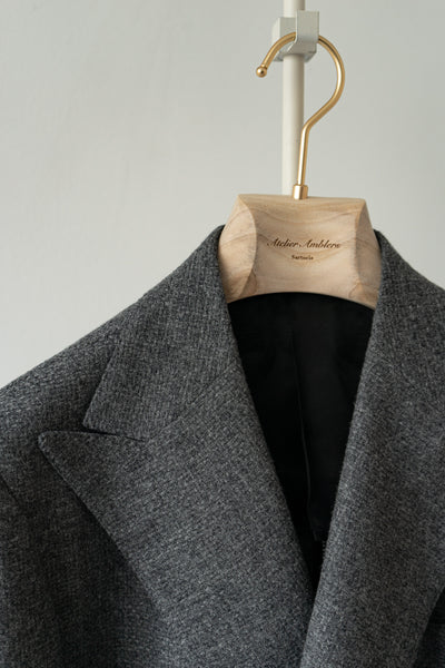 Medium Grey Virgin Wool and Cashmere Double Breasted Sport Jackets