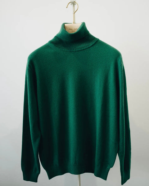 Mooncastle Green 12 Gauge Cashmere Turtleneck Sweater