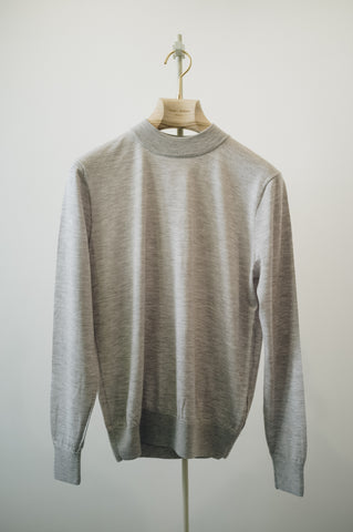 Light Grey 18 Gauge Cashmere Silk Mockneck Sweater