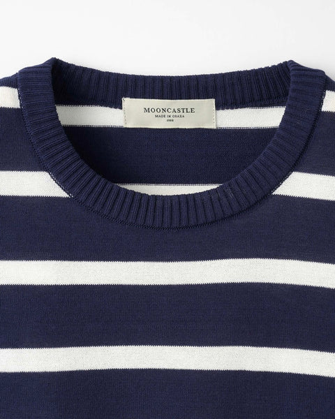 Mooncastle Ice Cotton Border Long Crewneck