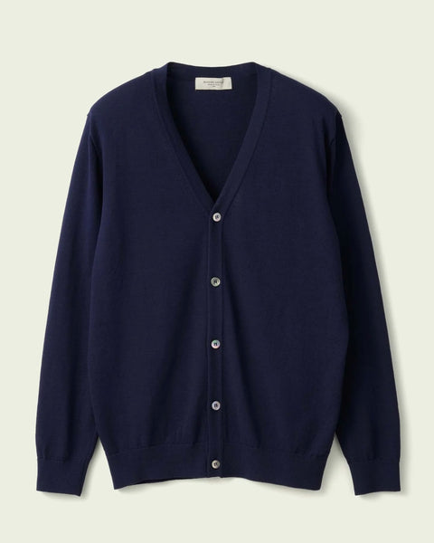Mooncastle Navy Merino Wool Buttoned Cardigan