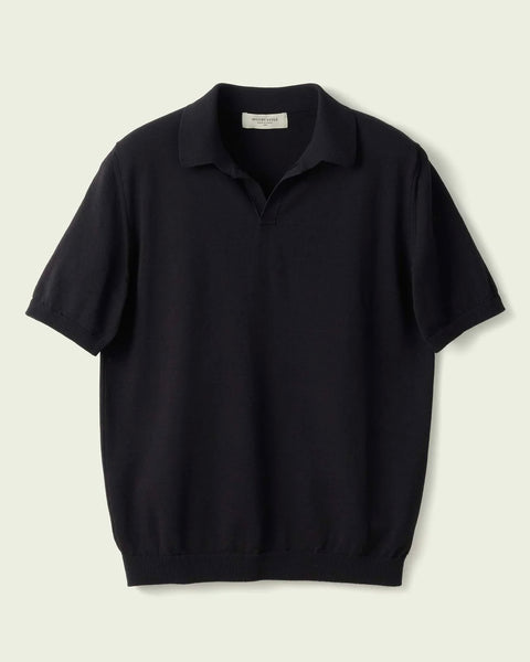 Mooncastle Ice Cotton Short Sleeves Skipper Neck Knitted Polo