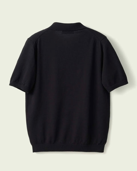 Mooncastle Ice Cotton Short Sleeves Skipper Neck Knitted Polo