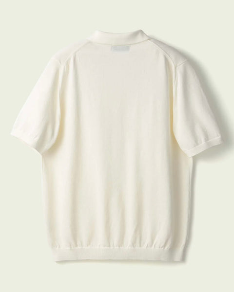 Mooncastle Ice Cotton Short Sleeves Skipper Neck Knitted Polo