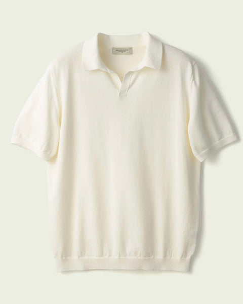 Mooncastle Ice Cotton Short Sleeves Skipper Neck Knitted Polo