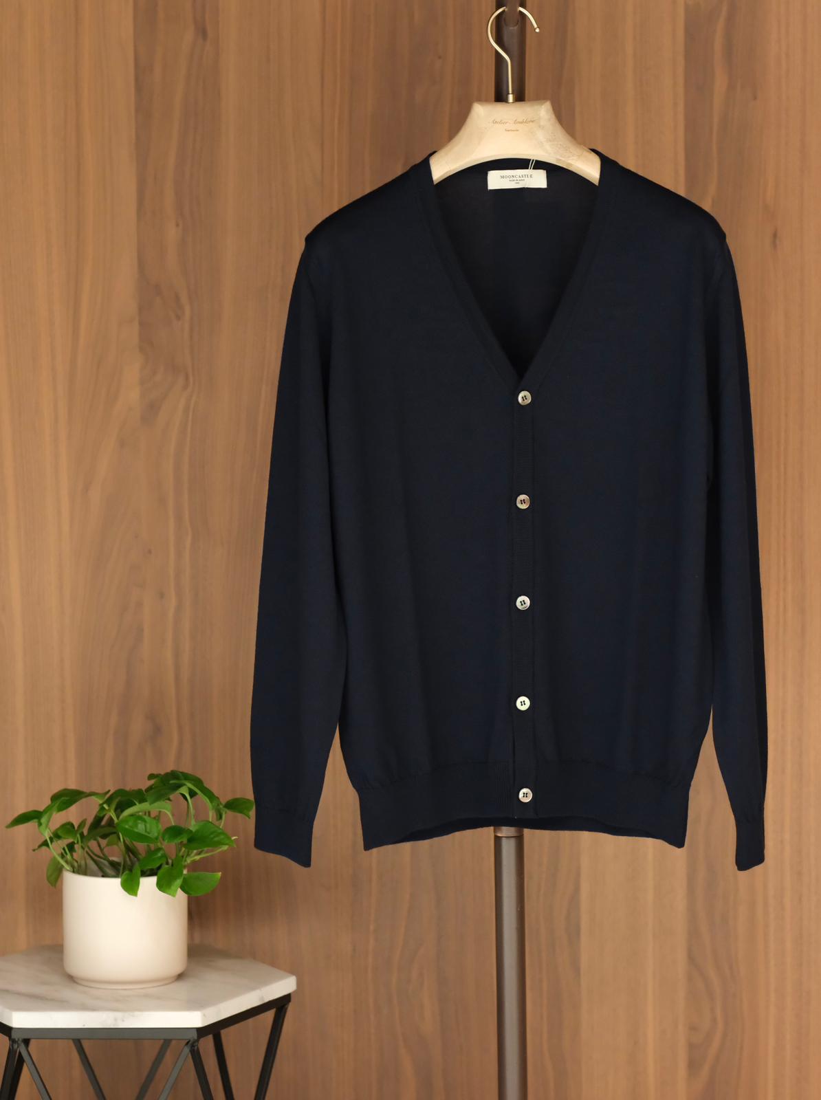 Mooncastle Navy Merino Wool Buttoned Cardigan