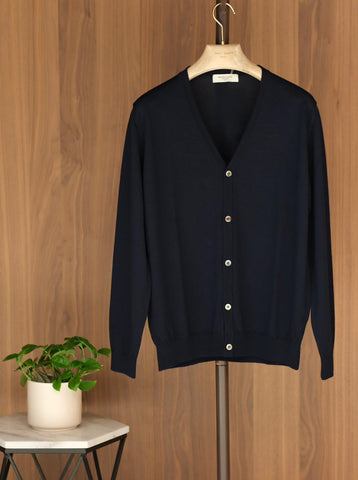 Mooncastle Navy Merino Wool Buttoned Cardigan