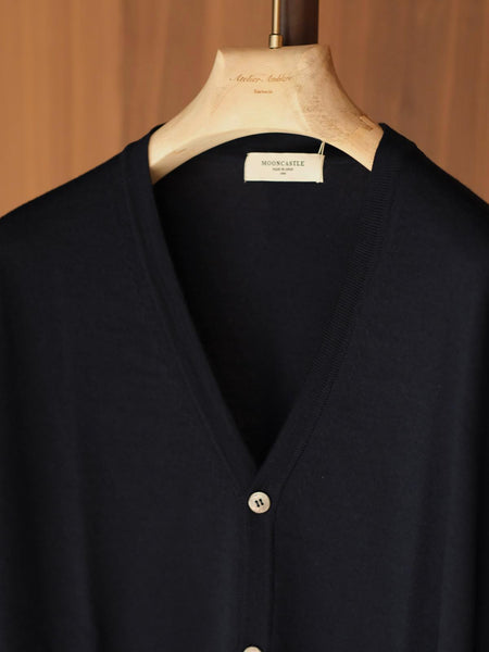 Mooncastle Navy Merino Wool Buttoned Cardigan