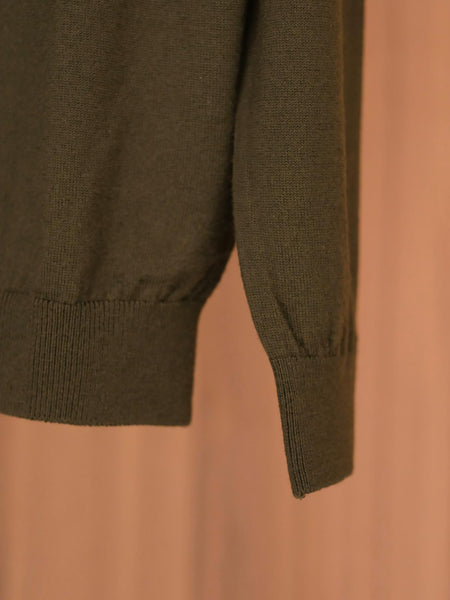 Mooncastle Olive Merino Wool Long Sleeve Polo Sweater
