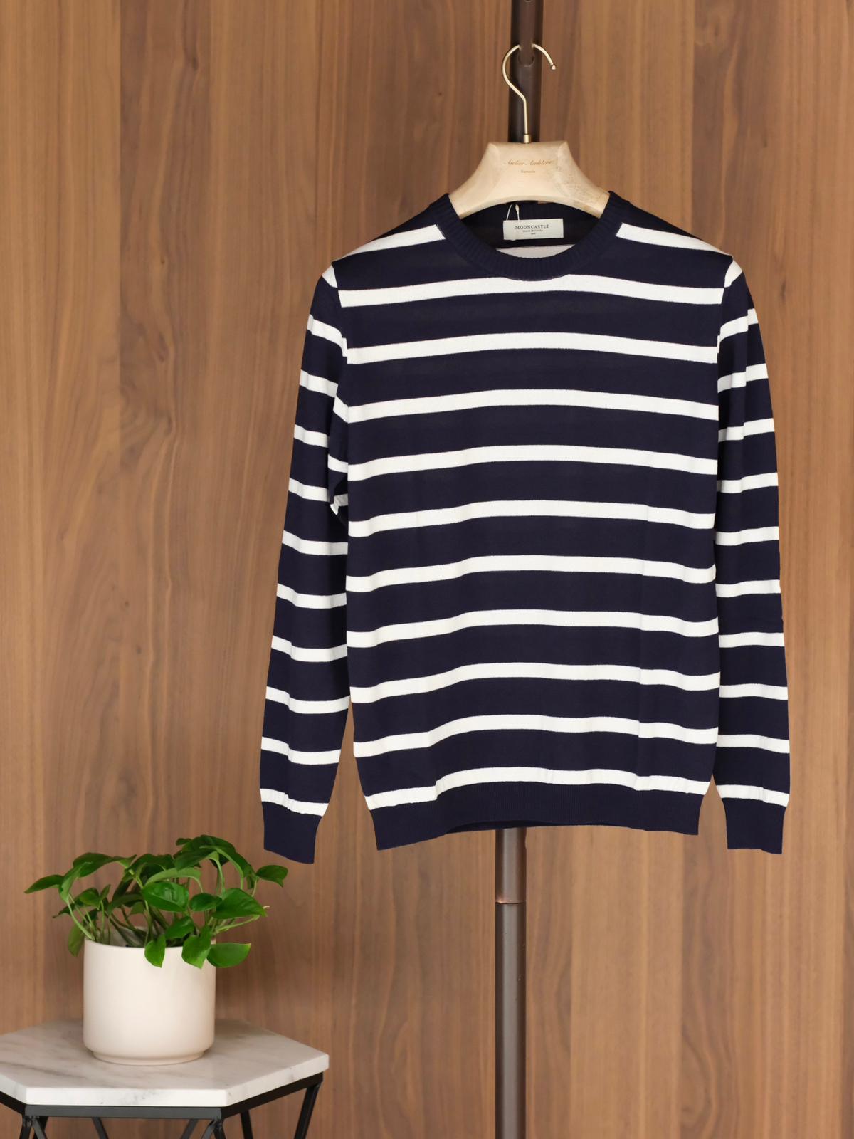 Mooncastle Ice Cotton Border Long Crewneck