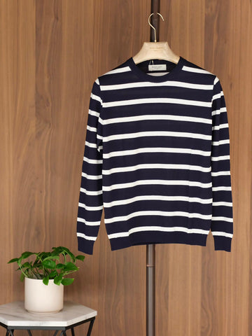 Mooncastle Ice Cotton Border Long Crewneck