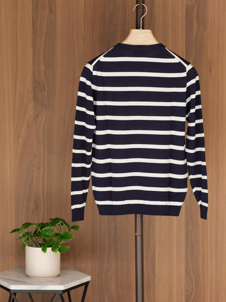 Mooncastle Ice Cotton Border Long Crewneck