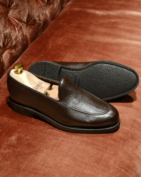 Dark Brown Deer Skin Belgian Loafer with Vibram Gumlite Sole