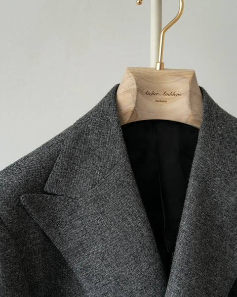Medium Grey Virgin Wool and Cashmere Double Breasted Sport Jackets