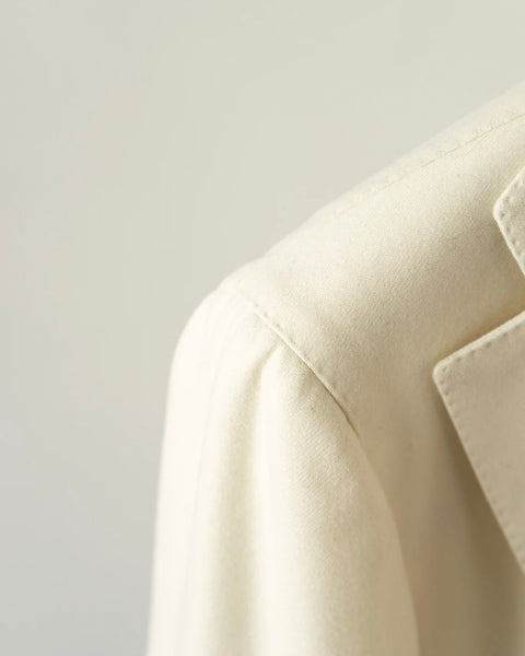 Cream Virgin Wool Flannel Sport Jacket