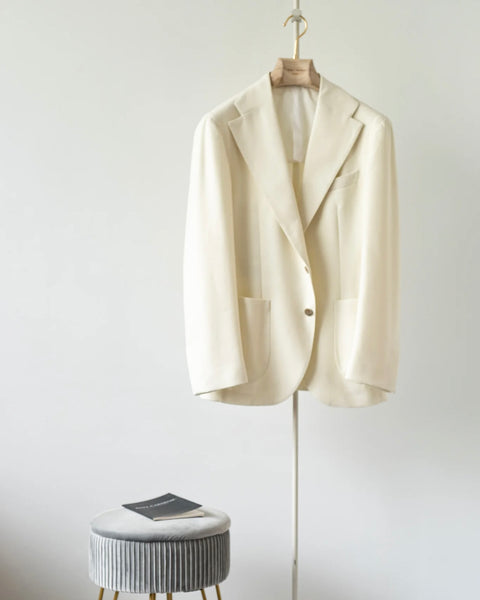 Cream Virgin Wool Flannel Sport Jacket