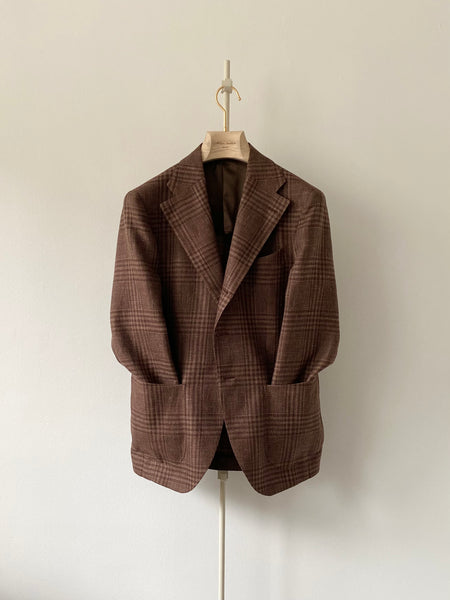 Brown Prince of Wales Check Wool Linen Sport Jacket