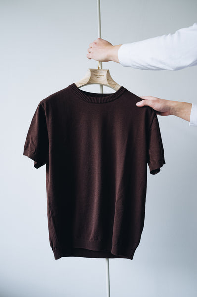 Mooncastle Brown Ice Cotton Crew Neck Knitted T Shirt